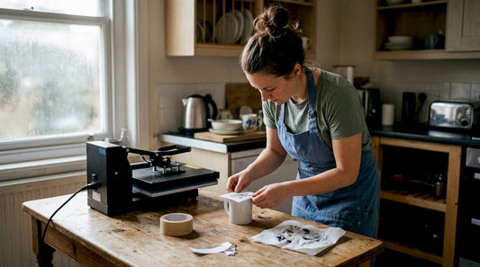 Beginner setting up mug printing workspace