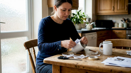 Woman preparing mug for sublimation gift