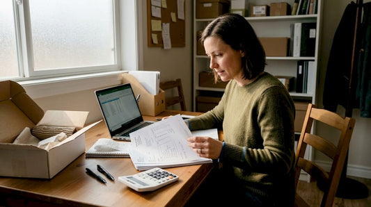 Retail owner checking wholesale supply paperwork