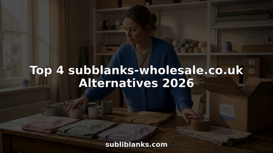 Business owner reviews sublimation blanks at home worktable