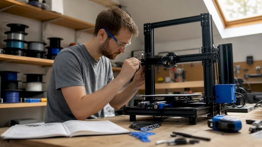 Person assembling 3D filament printer