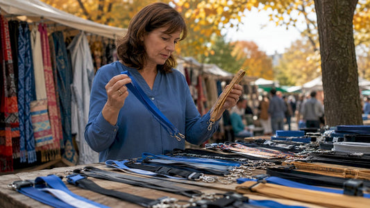Buyer comparing woven and bamboo lanyards