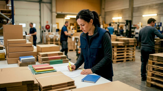 Logistics manager reviewing packaging supplies