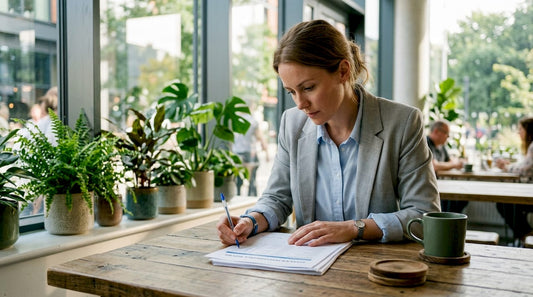 Manager reviewing trade supply documents at conference table
