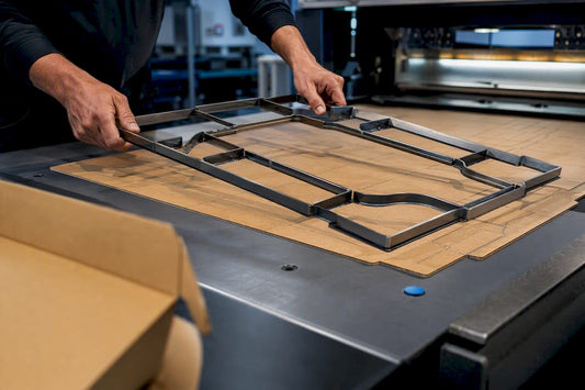 Steel-rule die over flat packaging board