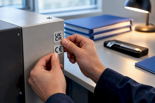Conformity marks checked on industrial equipment