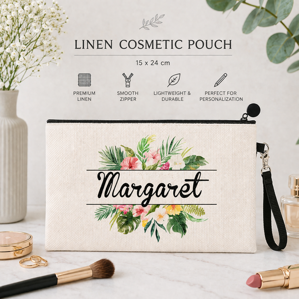 Linen Cosmetic Pouch - 15 x 24
