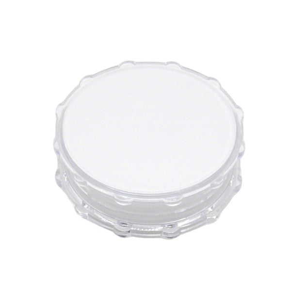Plastic Herb Grinder Sublimation Blank with clear acrylic body and white top, ideal for custom printing and personalized spice grinding tools.