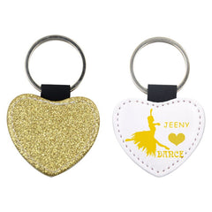 Heart Gold Glitter - PU Leather Keyring