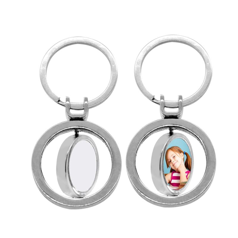 Sublimation blank Double spinning round metal keyring