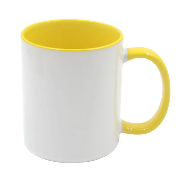 11oz Inner and Handle Colour Mug-Yellow