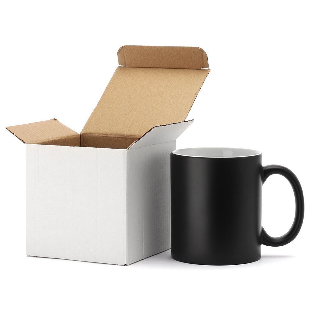 11oz Colour Changing Matte Mug Black + Gift box