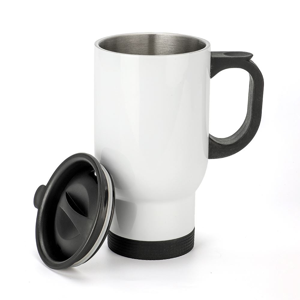 14 oz Stainless Steel Travel Mug white