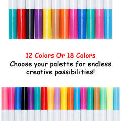 Sublimation Marker Pens - 18 Colours - Tip Size - 0.5mm displayed in a vibrant color range, ideal for custom pen decoration and sublimation crafts.