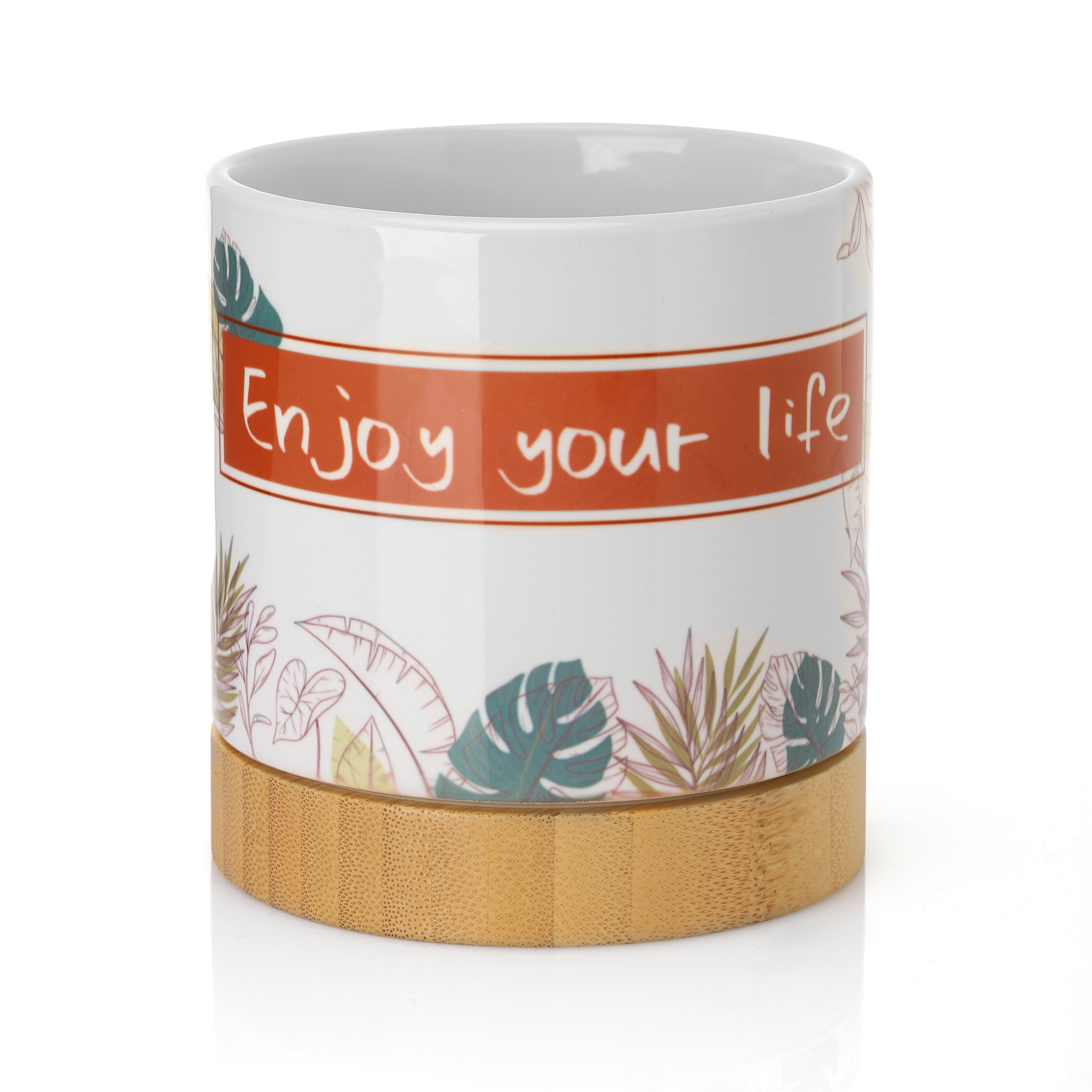 Flower Pot with Bamboo Base