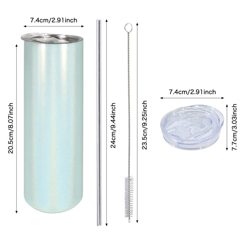 20oz Stainless Steel Tumbler - Mint Green Sparkle