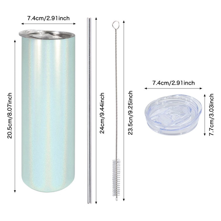 20oz Stainless Steel Tumbler - Mint Green Sparkle