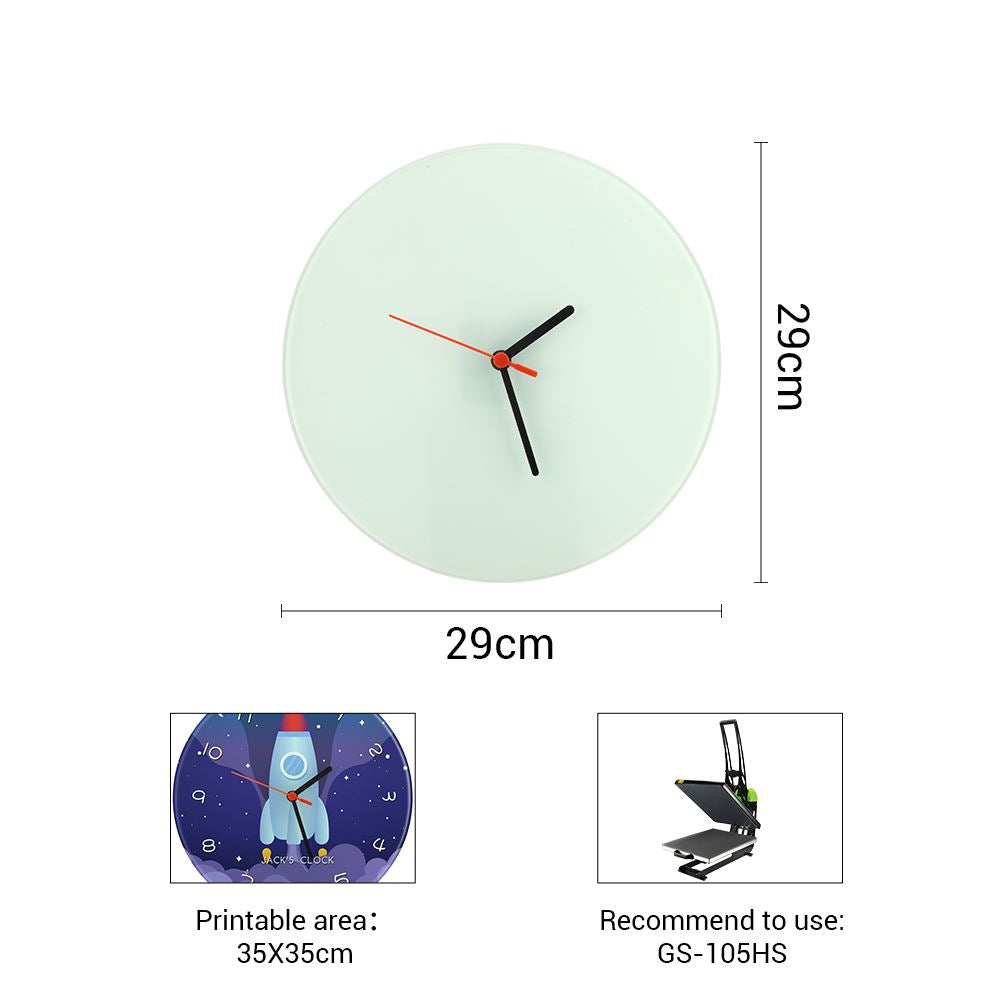 29cm Round Toughened Glass Clock