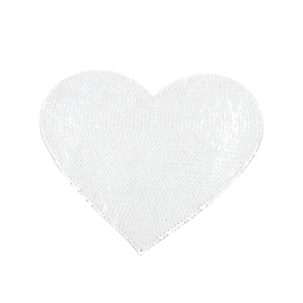 sublimation White Sequin Transfer Heart Shape