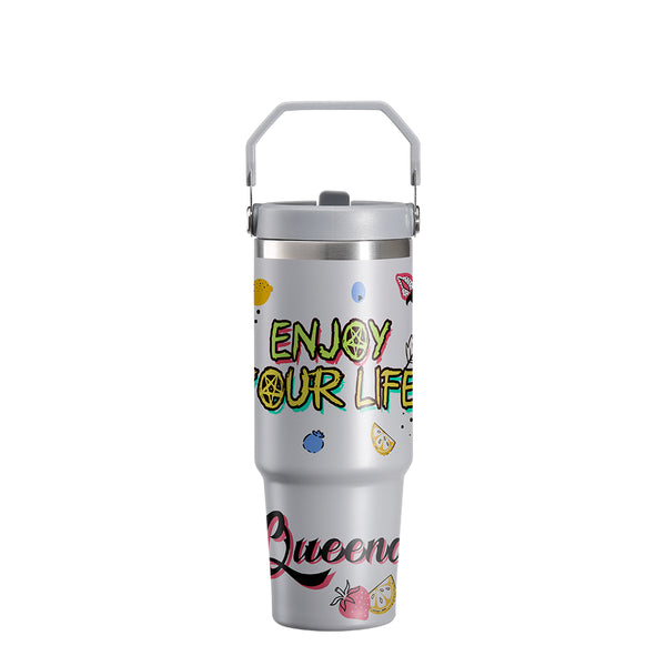 30OZ sublimation Stainless Steel Tumbler with Handle Grey Matte