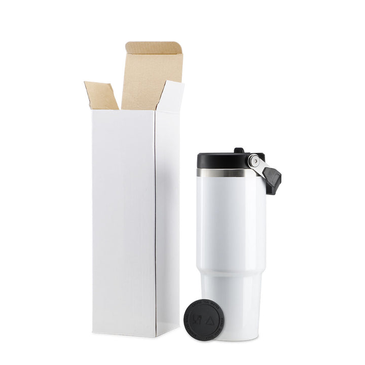 30OZ Stainless Steel Tumbler with Handle White Glossy