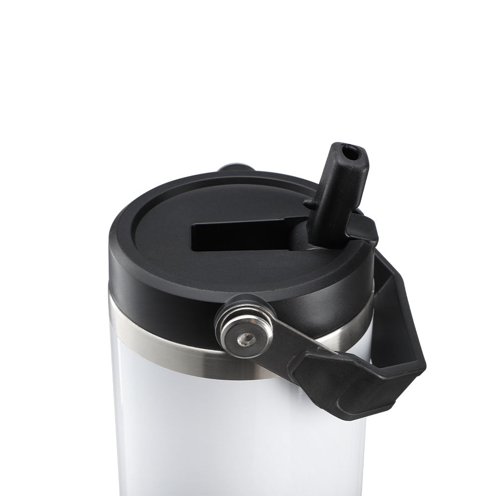 30OZ Stainless Steel Tumbler with Handle White Glossy