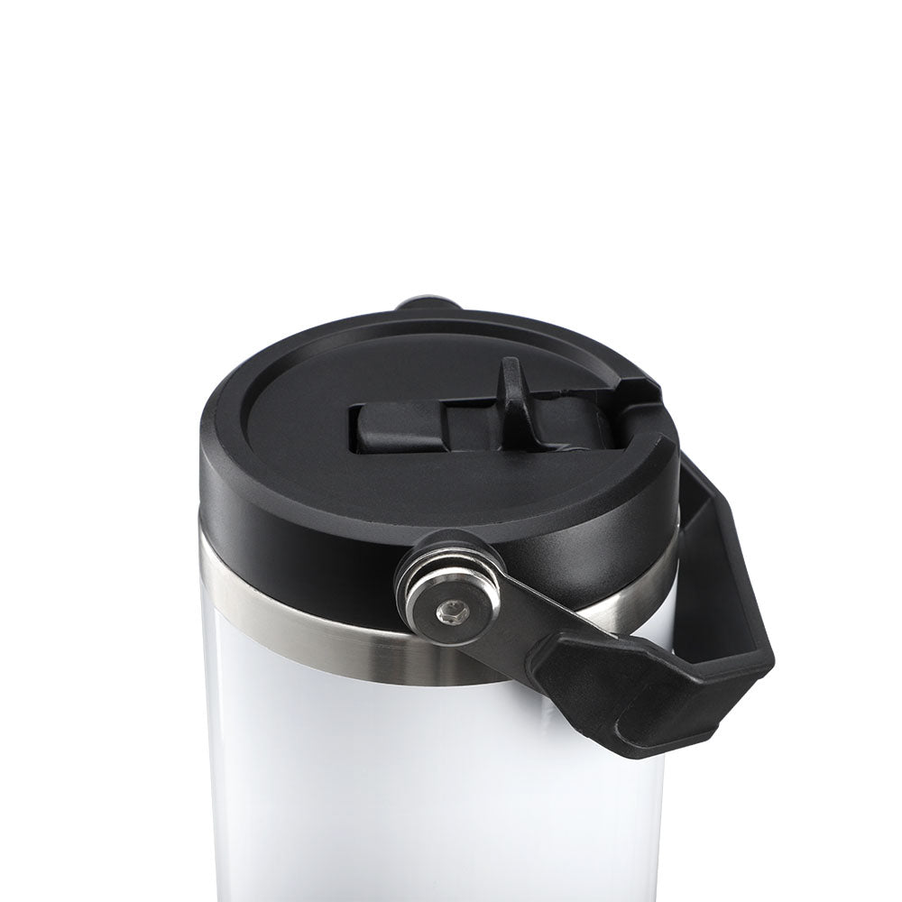 30OZ Stainless Steel Tumbler with Handle White Glossy
