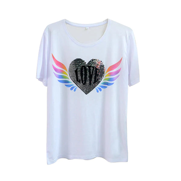 sublimation White Sequin Transfer Heart Shape