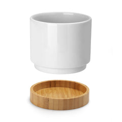 Flower Pot with Bamboo Base