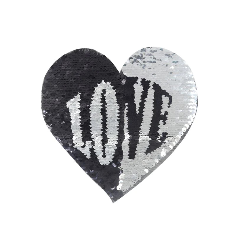 sublimation Black & White Sequin Transfer Heart Shape
