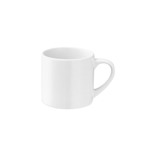 6oz white ceramic children's mug for sublimation and laser engraving, isolated on white