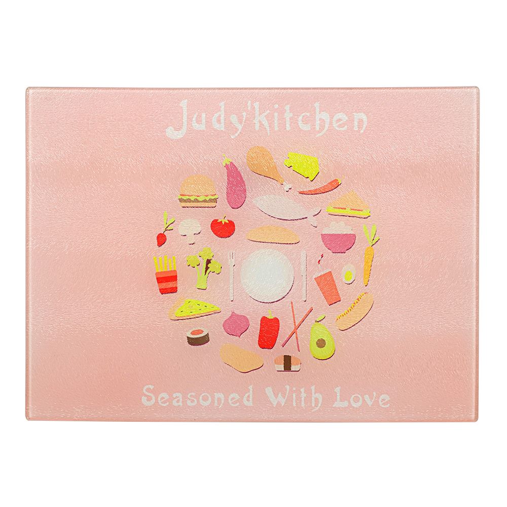 8" x 11" Toughened Glass Chopping Board - Chinchilla - Small