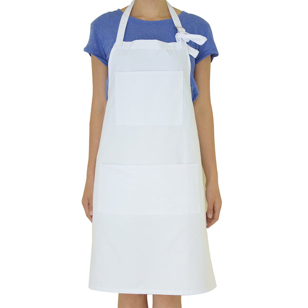 Adult Apron With Pocket - White