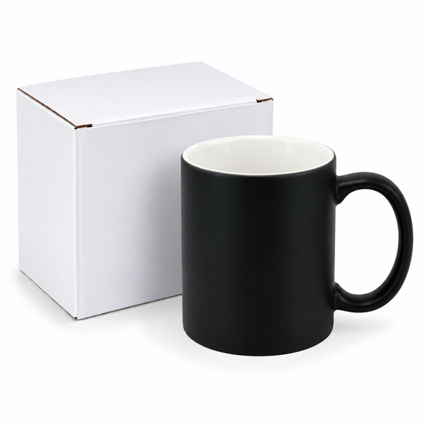 11oz Colour Changing Matte Mug Black + Gift box