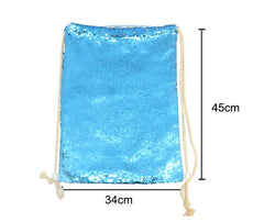 Blue Sequin drawstring bag - 34 x 45 cm