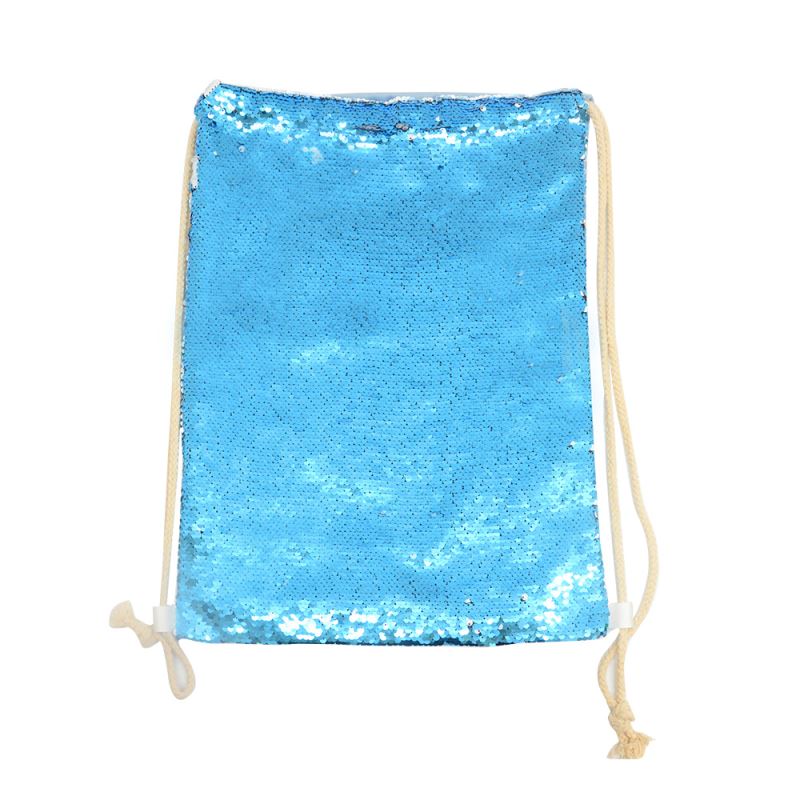 Blue Sequin drawstring bag - 34 x 45 cm