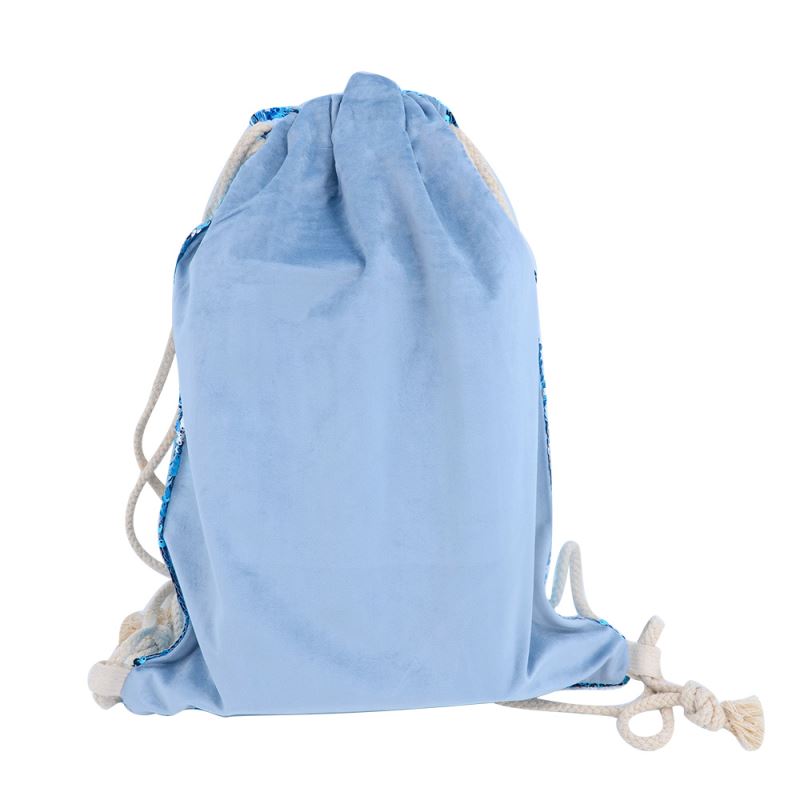 Blue Sequin drawstring bag - 34 x 45 cm