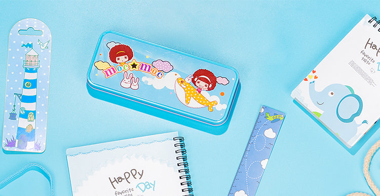 Blue Stationary metal tin