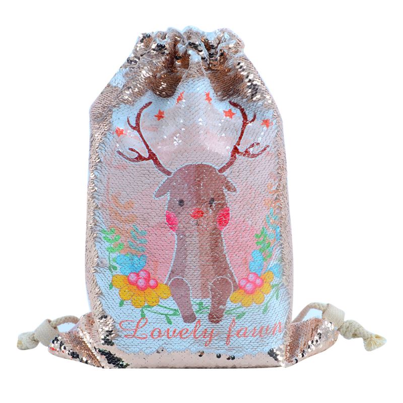 Champagne Sequin drawstring bag - 34 x 45 cm