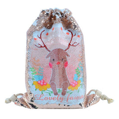 Champagne Sequin drawstring bag - 34 x 45 cm