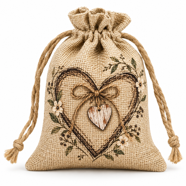 Sublimation Faux Burlap Drawstring Gift Bag – 13.5 × 9cm