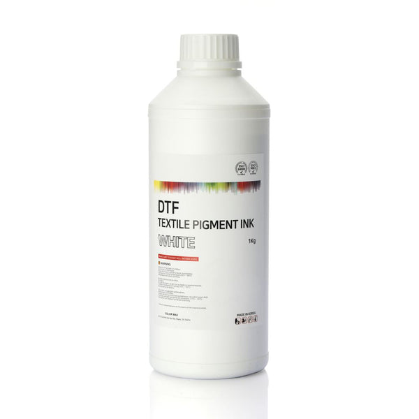 DTF Ink - 1L - White bottle for textile printing, ideal for DTF printers using white ink. High-quality pigment ink for vibrant transfer results.