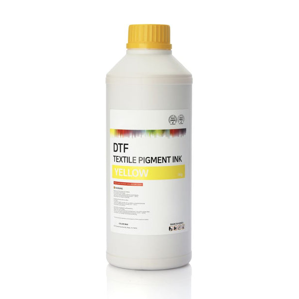 DTF Ink - 1L - Yellow bottle for textile printing, ideal for DTF printers and vibrant garment transfers. High-quality yellow DTF consumable ink.