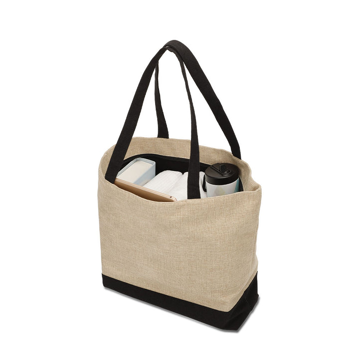 Dark Linen Shopping Bag With Black Base 36 x 48