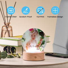 Glass Photo Panel with LED Base-Round Shaped-12x12.5cm