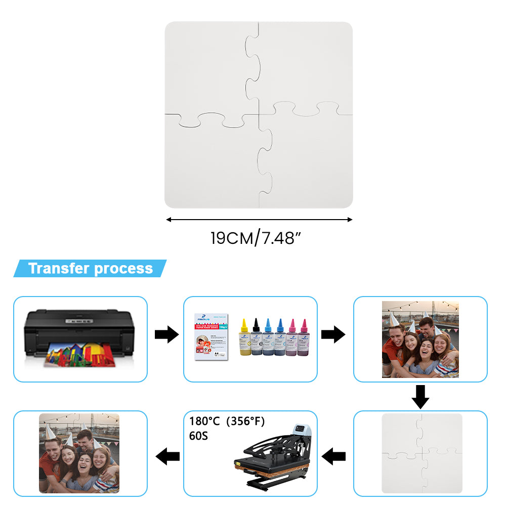 Sublimation blank Jigsaw MDF Coaster 4pcs w/cork