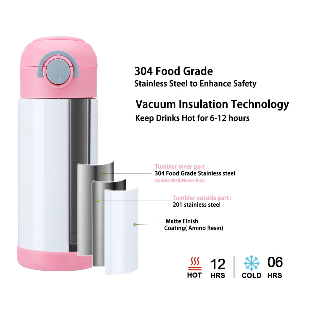 Sublimation Kids Water Bottle-500ml-Pink