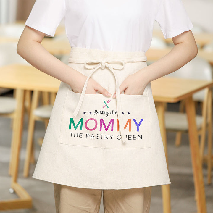 Linen Adult Waist Apron with Pocket