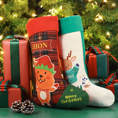 Linen Green Christmas Stocking - 30 x 45 cm