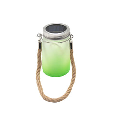 Mason Jar with Solar Powered Lights - Green